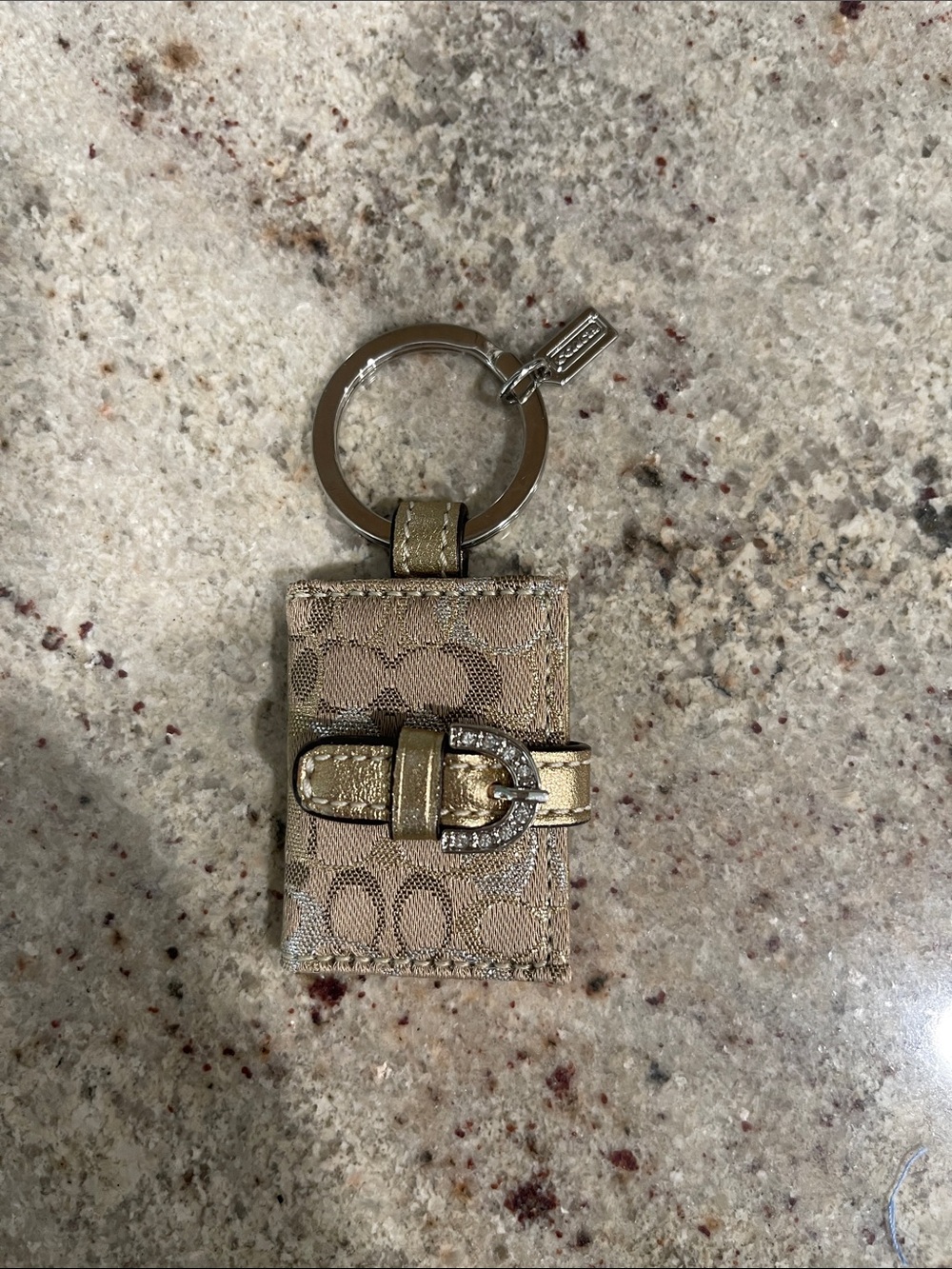 Coach Metallic Gold Signature Buckle Keychain Wallet